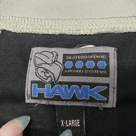 Vintage Hawk Shirt Mens XL Black Y2K Pullover Long Sleeve Skateboarding Raglan - Picture 4 of 10